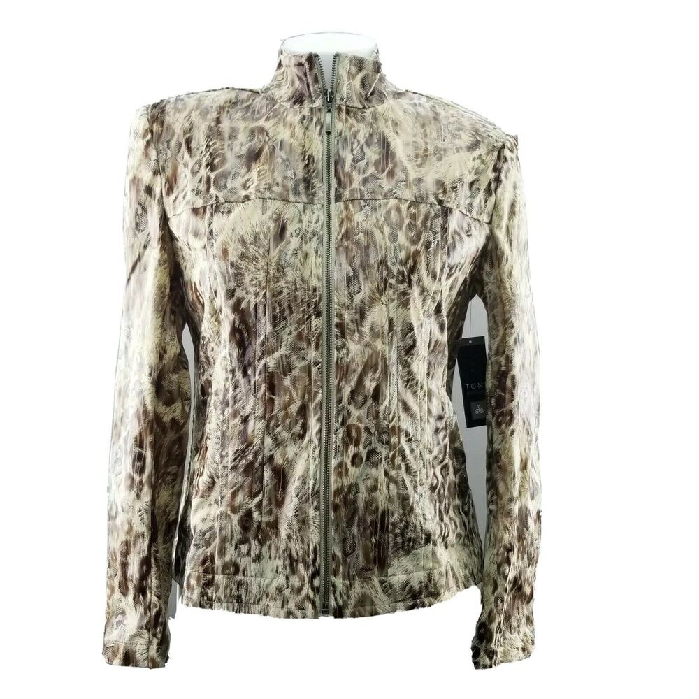 Toni Morgan Women's Leopard Print Light Weight Jacket w/ Shoulder Pads New Small